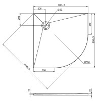 Душевой поддон из искусственного камня Jacob Delafon Tolbiac 90x90 E6D329RU-NGM Черный матовый