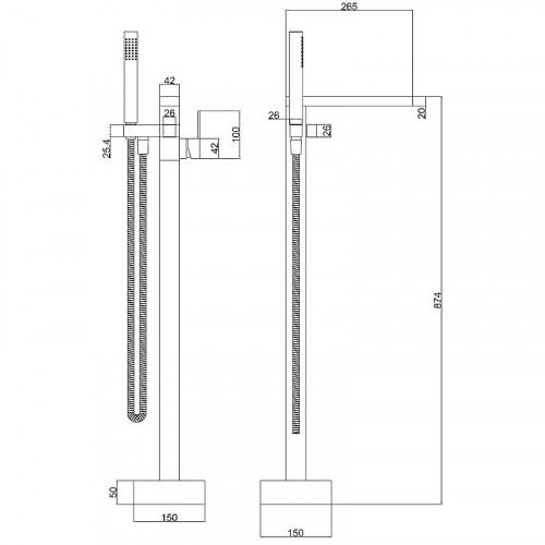 Смеситель для ванны beWash Prime BVMM0FS230 Хром латунь на пол