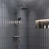 Душевая система Damixa Jupiter 977810300 с термостатом Черная матовая латунь на стену