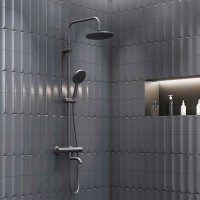 Душевая система Damixa Jupiter 977810300 с термостатом Черная матовая латунь на стену
