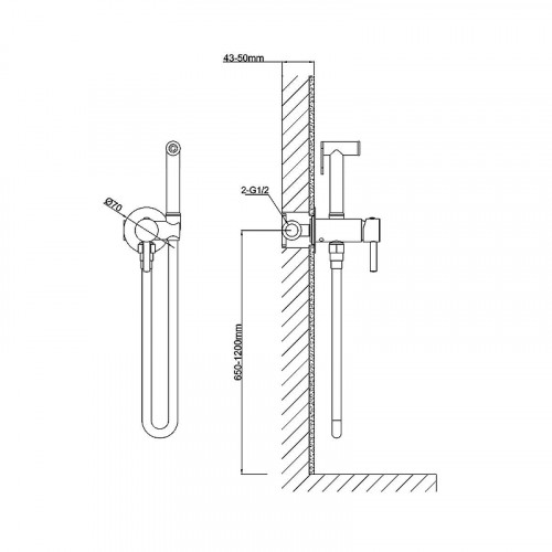 Гигиенический душ со смесителем Vincea VHFW-101GM Вороненая сталь латунь встраиваемый