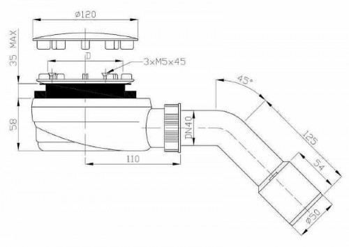 Сифон для душевого поддона PlastBrno EWBN942 цвет Черный
