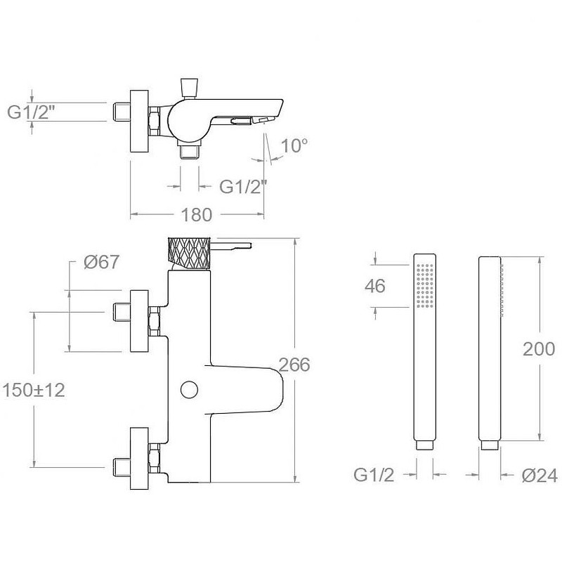 Смеситель для ванны Ramonsoler Odisea Joya 590501MO Хром