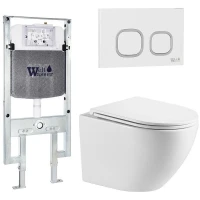 Комплект унитаза с инсталляцией WeltWasser AMBERG 497 ST + MERZBACH 043 MT-WT + AMBERG RD-WT 10000011418 цвет Белый матовый с сиденьем Микролифт и клавишей смыва цвет Белый