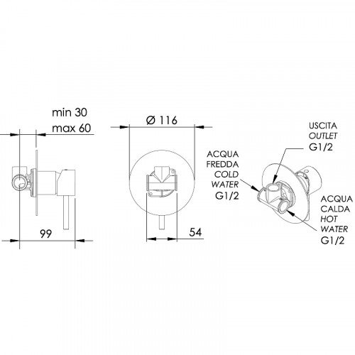 Смеситель для душа Remer X-Style X30LXV Сталь латунь встраиваемый