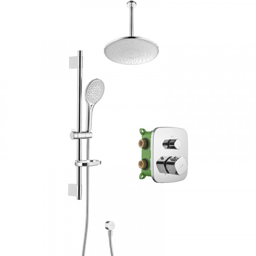 Душевая система Swedbe Platta 5557 с термостатом Хром латунь встраиваемый