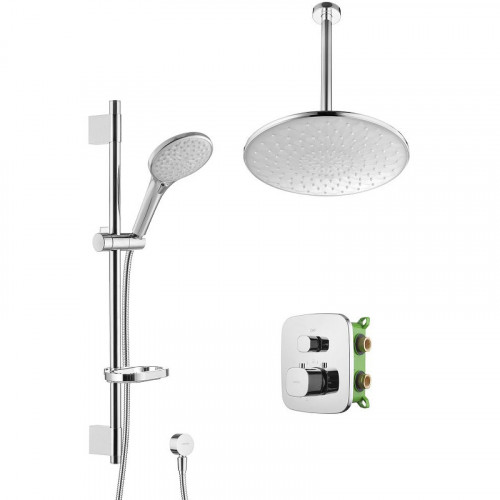 Душевая система Swedbe Platta 5557 с термостатом Хром латунь встраиваемый