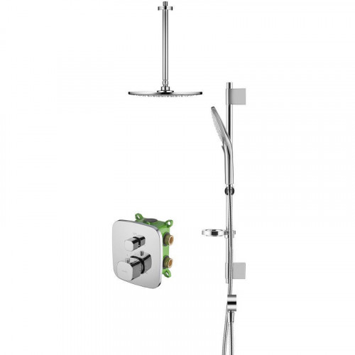 Душевая система Swedbe Platta 5557 с термостатом Хром латунь встраиваемый