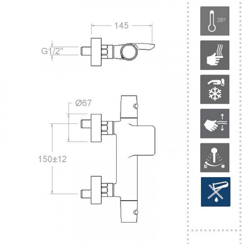 Смеситель для ванны Ramonsoler Tzar 343901S с термостатом Хром