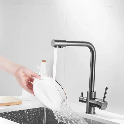 Смеситель для кухни Shevanik S328T цвет Оружейная сталь