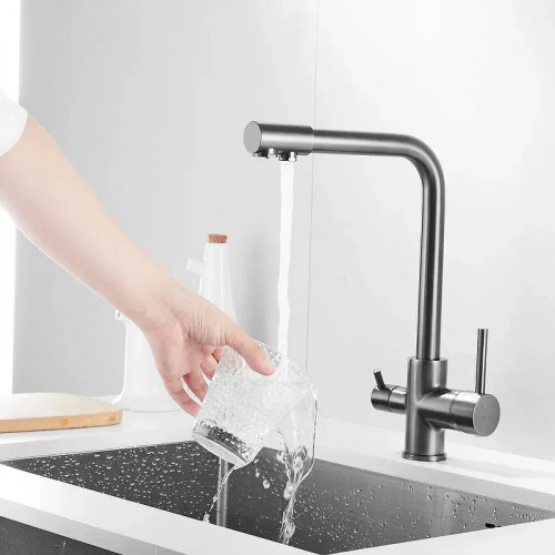 Смеситель для кухни Shevanik S328T цвет Оружейная сталь