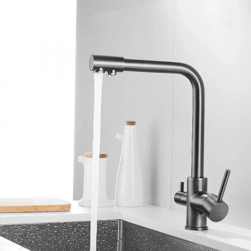 Смеситель для кухни Shevanik S328T цвет Оружейная сталь