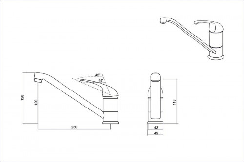 Смеситель для кухни Emar Steel ЕС - 3009 цвет Хром