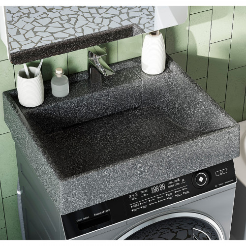 Раковина Aquaton Рейн 60 1A72103KRW210 на стиральную машину Графит искусственный камень (литьевой мрамор) подвесная, на стиральную машину