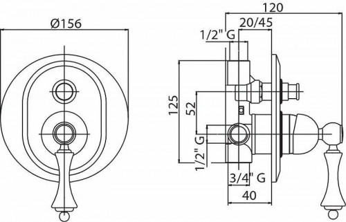 Смеситель для душа Cezares Margot MARGOT-VDIM-03/24-Bi Золото 24 карат латунь встраиваемый