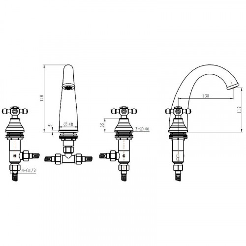 Смеситель для раковины Boheme Royal Cristal 277-Royal Хром латунь