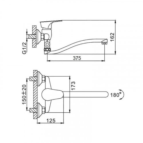 Смеситель для ванны D-Lin D140422-6 универсальный цвет  Хром