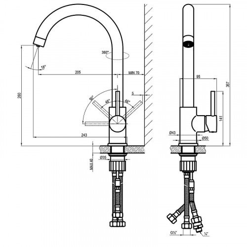 Смеситель для кухни Rossinka Z35-36 цвет Хром