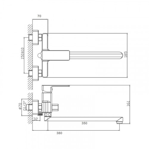 Смеситель для ванны D-Lin D147369 универсальный цвет  Хром