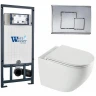 Комплект унитаза с инсталляцией WeltWasser MARBERG 507 + MERZBACH 043 XL GL-WT + MAR 507 SE-CR 10000013810 цвет Белый глянцевый с сиденьем Микролифт и клавишей смыва цвет Хром