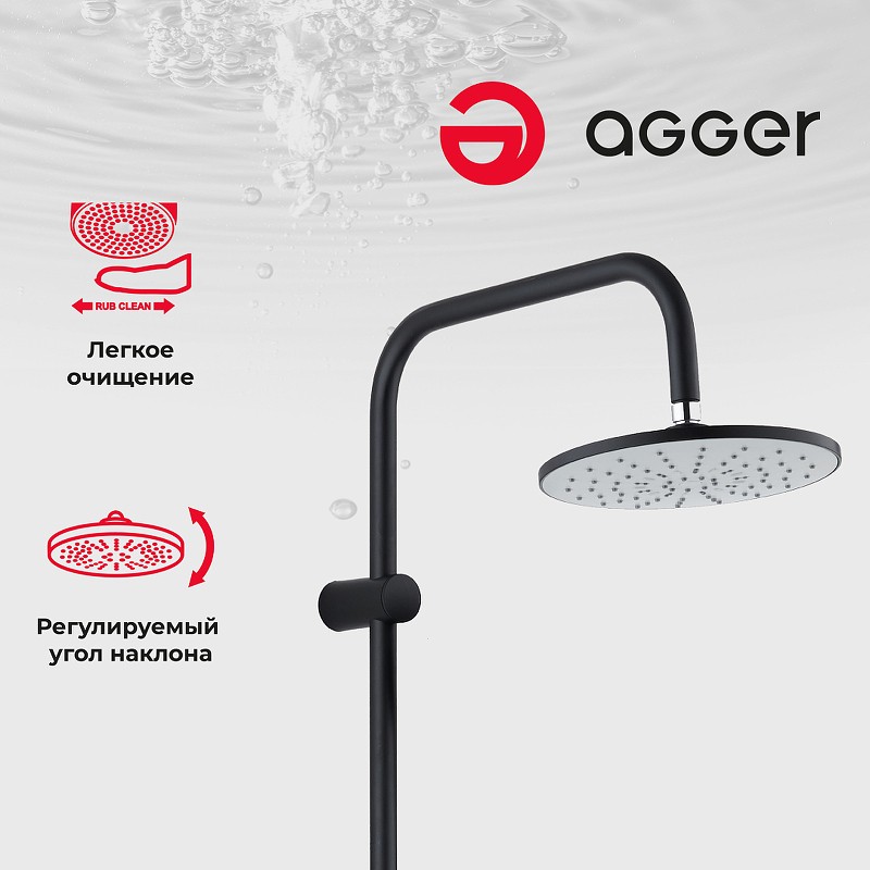 Душевая система Agger Breeze A0193544 Черная латунь на стену