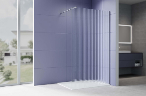 Душевая перегородка Aquatek Walk In 140 AQ.WI.140.2GM профиль Оружейная сталь стекло рифленое