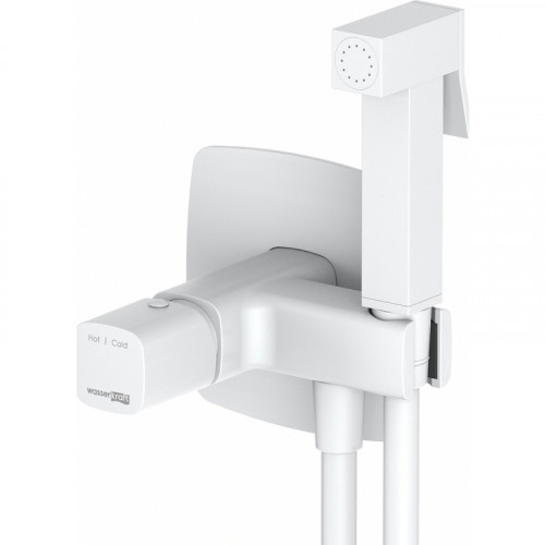 Гигиенический душ со смесителем WasserKRAFT Saale 9538 Белый матовый латунь встраиваемый