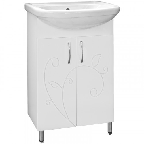 Тумба под раковину Style Line Эко Фьюжн 9 Уют 55 Белый глянец МДФ / ЛДСП