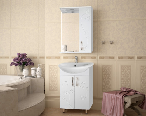 Тумба под раковину Style Line Эко Фьюжн 9 Уют 55 Белый глянец МДФ / ЛДСП