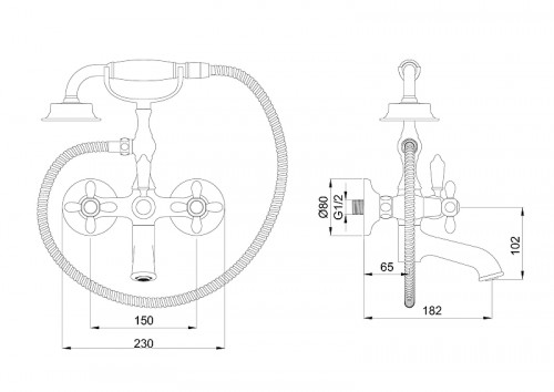 Смеситель для ванны Wonzon &amp; Woghand Retro WW-88639020-BG цвет Брашированное золото