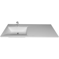 Раковина Style Line Estetus Даллас 130 L СС-00002391 с местом под стиральную машину Белая искусственный камень (литьевой мрамор) полувстраиваемая, с местом под стиральную машину