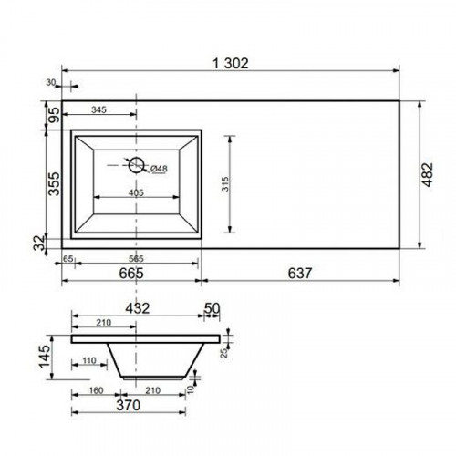 Раковина Style Line Estetus Даллас 130 L СС-00002391 с местом под стиральную машину Белая искусственный камень (литьевой мрамор) полувстраиваемая, с местом под стиральную машину