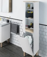 Шкаф пенал Vitra Sento 40 L 60854 подвесной с бельевое корзиной Белый матовый МДФ / ЛДСП