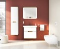 Шкаф пенал Vitra Sento 40 L 60854 подвесной с бельевое корзиной Белый матовый МДФ / ЛДСП