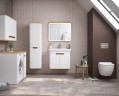 Шкаф пенал Vitra Sento 40 L 60854 подвесной с бельевое корзиной Белый матовый МДФ / ЛДСП