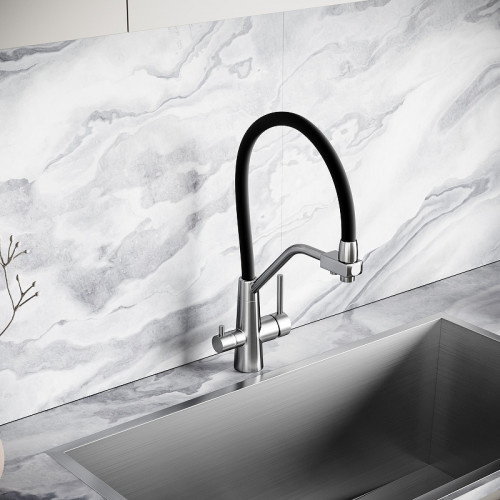 Смеситель для кухни Sancos Nolia SC12003SS цвет Нержавеющая сталь Черный