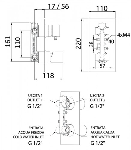 Смеситель для душа Remer Edge EG592BG цвет Золото брашированное