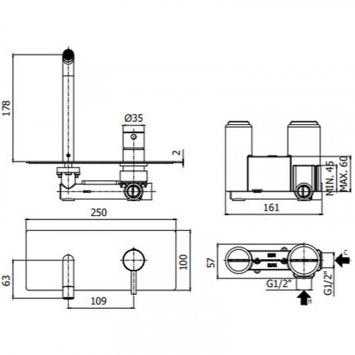 Смеситель для раковины Paffoni Light LIG105CR Хром латунь встраиваемый
