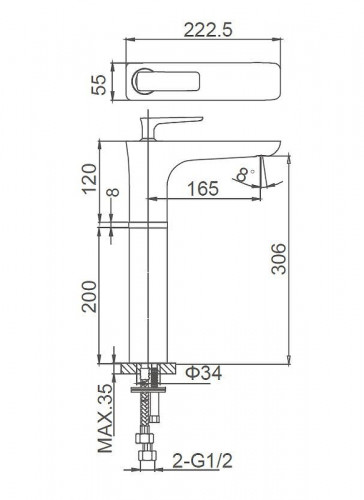 Смеситель для раковины Wonzon &amp; Woghand Shark WW-481104-CR цвет Хром