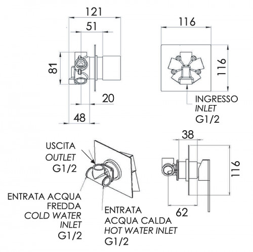 Смеситель для душа Remer Qubika Q94C цвет Хром