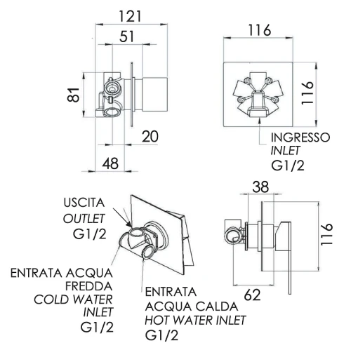 Смеситель для душа Remer Qubika Q94C цвет Хром