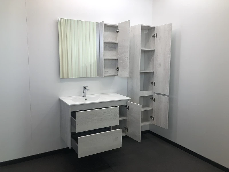 Тумба с раковиной Comforty Бремен 90 00004142375 подвесная Дуб белый МДФ / ЛДСП