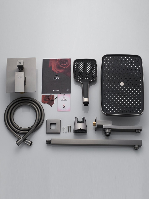 Душевая система Rose R2835T цвет Оружейная сталь