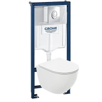 Комплект унитаза с инсталляцией Grohe Rapid SL 39188001 цвет Белый с сиденьем Микролифт и клавишей смыва цвет Хром