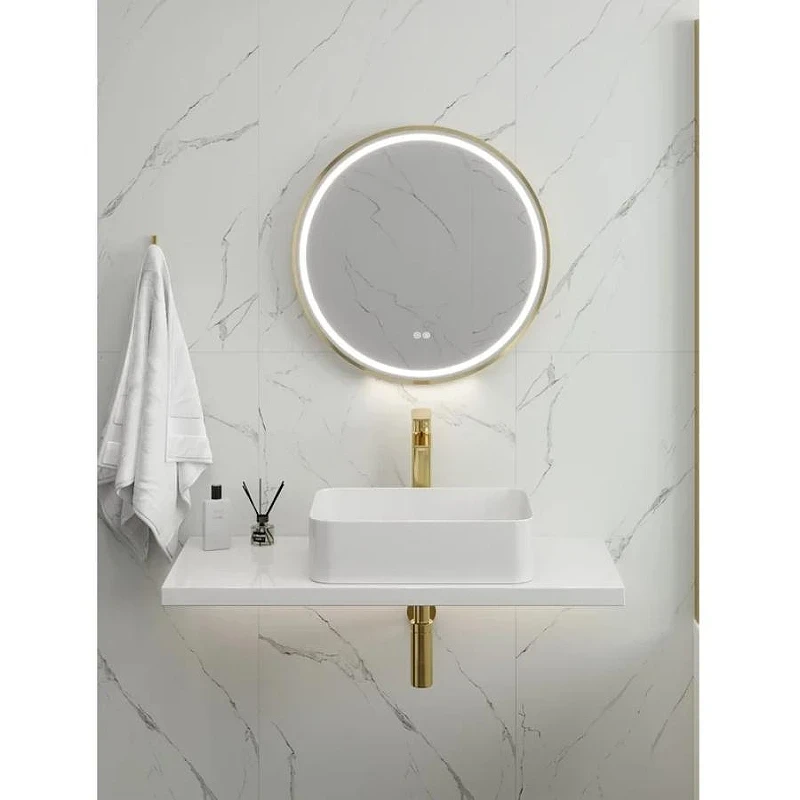 Зеркало Maretti Elena 60 EA1460R21EL с подсветкой цвет Золото с сенсорным выключателем с подогревом и диммером