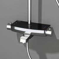 Душевая система Teska Mira DK3602C с термостатом Хром Черное стекло нержавеющая сталь на стену
