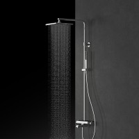 Душевая система Teska Mira DK3602C с термостатом Хром Черное стекло нержавеющая сталь на стену