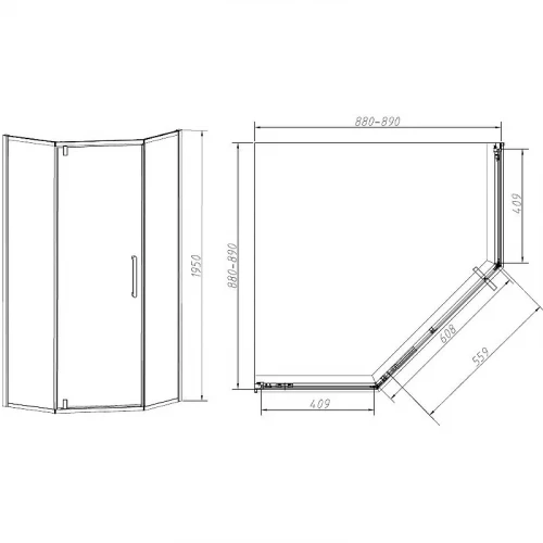 Душевой уголок Vincea Slim-N 90x90 VSP-4SN900CLGM профиль Вороненая сталь стекло прозрачное