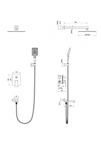 Душевая система Wonzon &amp; Woghand Cube WW-88939016-MB цвет Черный матовый