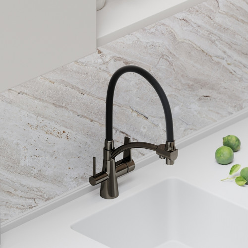 Смеситель для кухни Sancos Eri SC4001GG Вороненая сталь Черный латунь